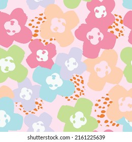 doodle cute hand drawn tiny flowers , seamless pattern background , greeting card or fabric