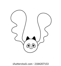 Doodle cute happy bat with its wings raised up. Vector illustration.Outline.Isolated on white background.