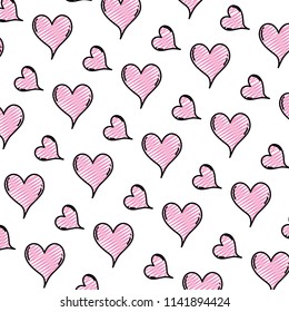 doodle cute heart love symbol background