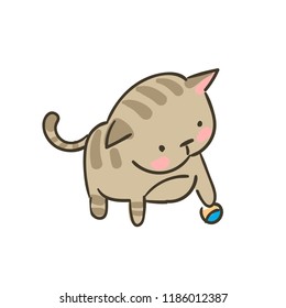 doodle cute little cat vector play ball