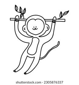 doodle of cute monkey , hand drawing of monkey