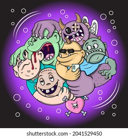 doodle cute monster for halloween