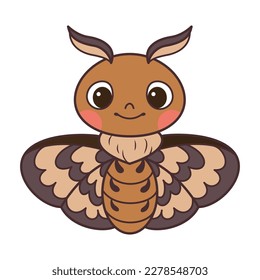 Doodle Cute Moth Cartoon Vector Illustration