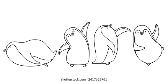 Doodle of cute penguin sketch. outline vector illustration.