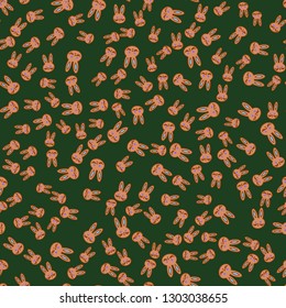 Doodle cute rabbit head seamless background.