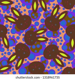 Doodle cute rabbit head seamless background.