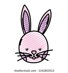 doodle cute rabbit head wild animal