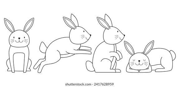 Doodle of cute rabbit sketch. outline vector illustration.
