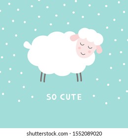 Doodle cute sheep. Adorable little lamb character. Simple vector illustration.