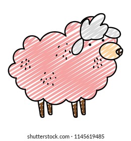 doodle cute sheep farm animal icon