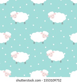 Doodle Cute Sheep Seamless Pattern Sweet Stock Vector (Royalty Free ...