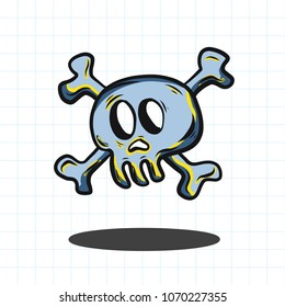doodle cute skull vector