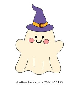 Doodle Cute spooky ghost halloween clipart, element, icon. Spooky ghost vector. Fun Halloween activity for kids printable 