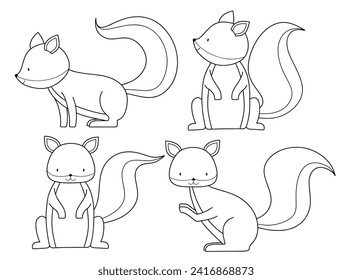 Doodle of cute squirrel sketch. outline vector illustration.