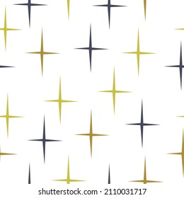 Doodle Cute Star Seamless Pattern. Holiday joyful pattern with multicolored grey and blue vector stars on white background. Festive Stars Wallpaper.