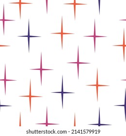 Doodle Cute Star Seamless Pattern. Holiday joyful pattern with multicolored grey and blue vector stars on white background. Festive Stars Wallpaper.