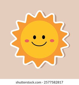 Doodle cute summer sun clipart isolated on white background. Summer sun coloring pages for kids. Happy sun. Summer worksheets for kids activity printable. Smiling sun vector.