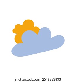 Doodle cute sun and cloud. vector illustration. Card for kids.