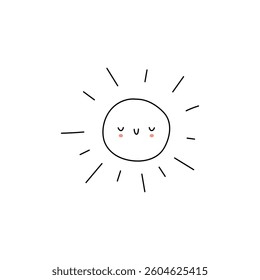 Doodle cute sun. Hand Drawn sun vector illustration