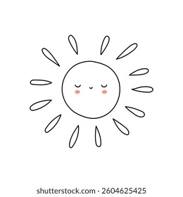 Doodle cute sun. Hand Drawn sun vector illustration