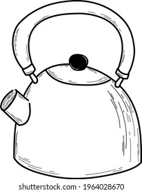 Doodle cute teapot isolated line. Sketch hand drawn vector illustration coloring.