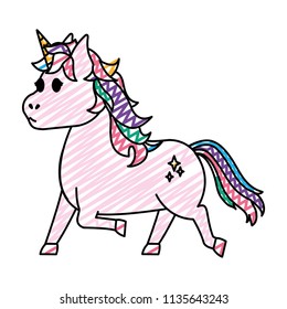doodle cute unicorn with stars tattoo design