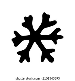 Doodle-süße Winterschneeflocke, schwarz einzeln auf weißem Hintergrund