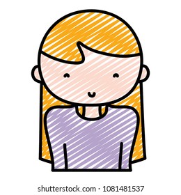 doodle cute woman with fashion blouse and hairstyle