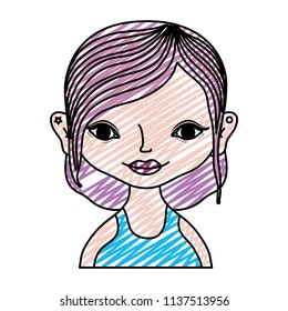 doodle cute woman with short hairstyle and blouse
