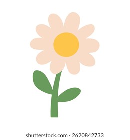 Doodle daisy flower clipart element vector. Flower coloring pages for kids. Trace and color flower. Flower spring garden illustration. Kindergarten and preschool worksheet activity. 