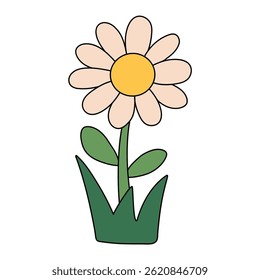Doodle daisy flor clipart vetor elemento. Folhas de coloração de flores para crianças. Traço e cor flor. Flor primavera jardim ilustração. Atividade de planilha do jardim de infância e pré-escola. 