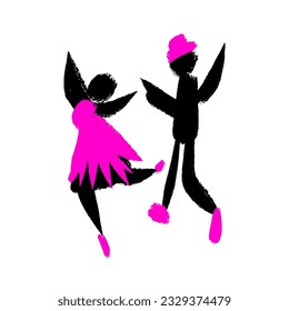 Doodle dancing people. Vector illustration on a white background. icon