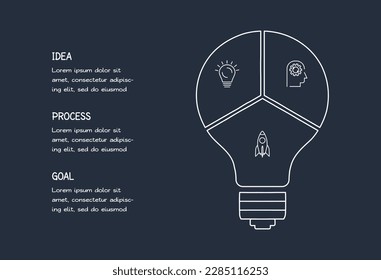 Doodle dark infographic elements with 3 options, template for web on a black background.	