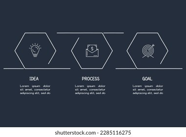 Doodle dark infographic elements with 3 options, template for web on a black background.	