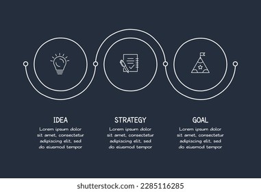 Doodle dark infographic elements with 3 options, template for web on a black background.	