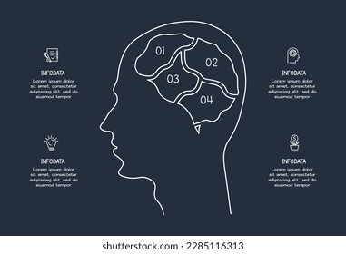 Doodle dark infographic elements with 4 options, template for web on a black background.	
