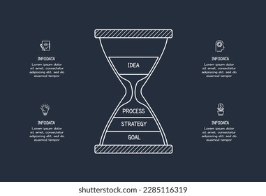 Doodle dark infographic elements with 4 options, template for web on a black background.	