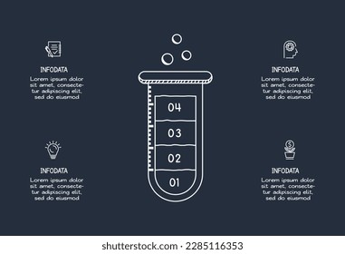 Doodle dark infographic elements with 4 options, template for web on a black background.	
