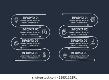 Doodle dark infographic elements with 8 options, template for web on a black background.	