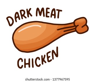 Doodle with dark meat chicken for menu design. Healthy lunch snack. Vector