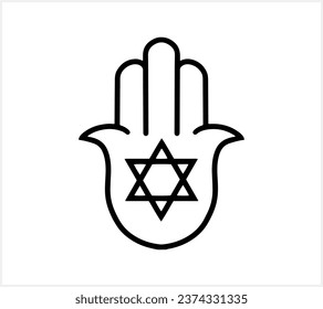 Doodle david star in hand isolated Sketch yoga symbol Vector stock illustration EPS 10 