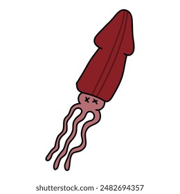 doodle dead squid design vector 