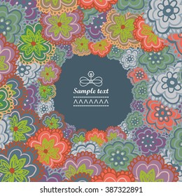 Doodle decor. Floral background. Vector