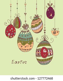 Doodle decorative colorful eggs for Easter.