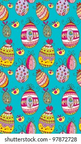 Doodle decorative colorful eggs for Easter seamless pattern