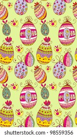 Doodle decorative colorful eggs for Easter seamless pattern