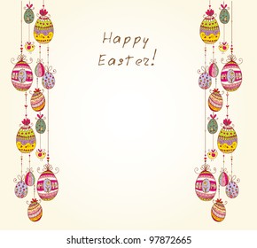 Doodle decorative colorful eggs lines background for Easter.
