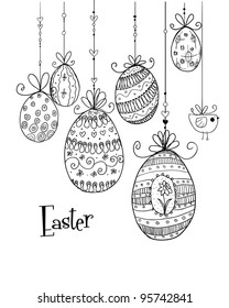 Doodle decorative eggs for Easter. May be used as an invitation or a foliage for different printings.