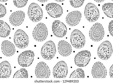 Doodle decorative eggs for Easter. Seamless pattern.