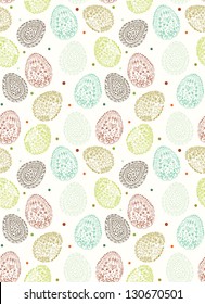 Doodle decorative eggs for Easter. Seamless pattern.